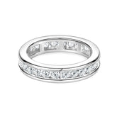 RAPRGOLD Real S925 Silver Groove Inlaid with D VVS1 Round Moissanite Ring for Women Fashion Wedding Ring with GRA Eternity Band - Xprespick